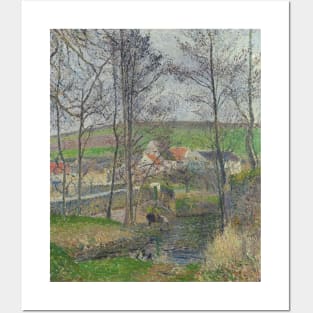 The Banks of the Viosne at Osny in Grey Weather, Winter by Camille Pissarro Posters and Art